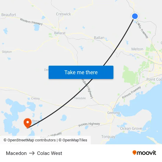 Macedon to Colac West map