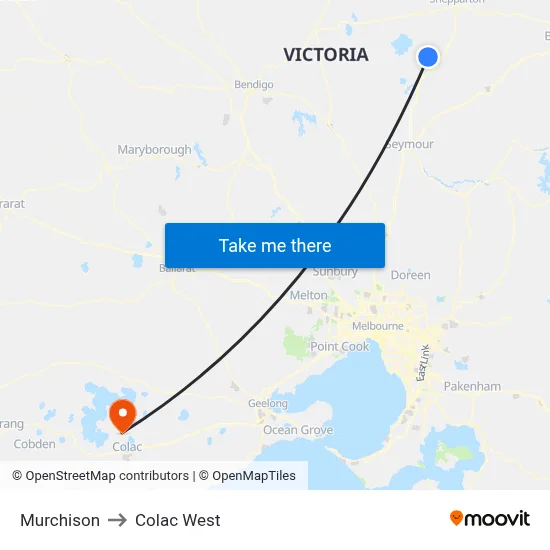 Murchison to Colac West map