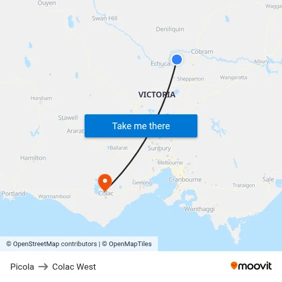 Picola to Colac West map