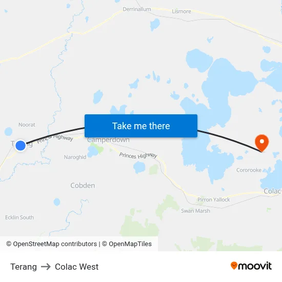 Terang to Colac West map
