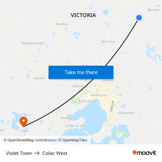 Violet Town to Colac West map