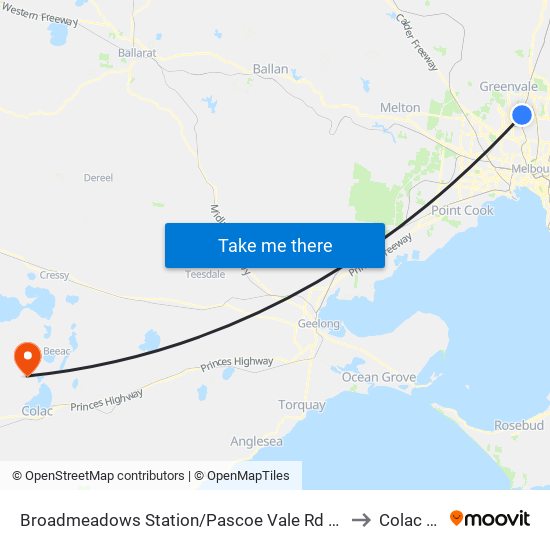 Broadmeadows Station/Pascoe Vale Rd (Broadmeadows) to Colac West map