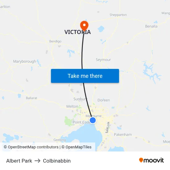 Albert Park to Colbinabbin map