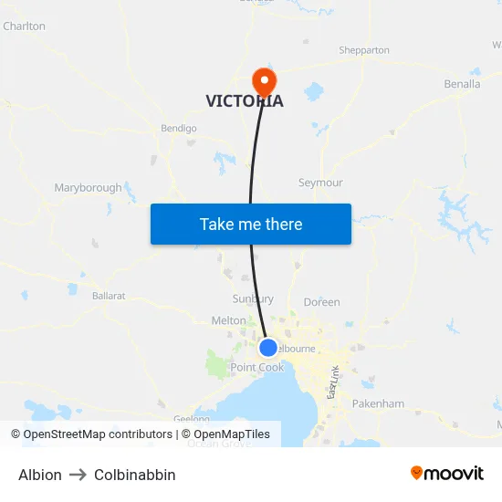 Albion to Colbinabbin map
