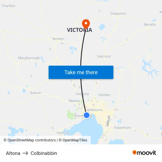 Altona to Colbinabbin map