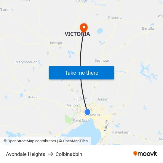 Avondale Heights to Colbinabbin map