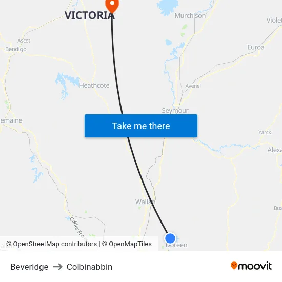 Beveridge to Colbinabbin map