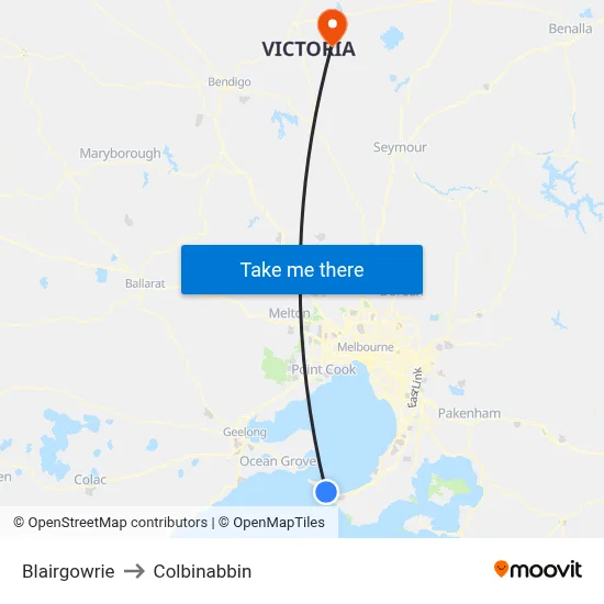 Blairgowrie to Colbinabbin map