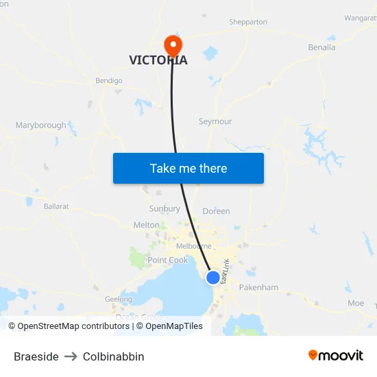 Braeside to Colbinabbin map