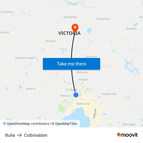 Bulla to Colbinabbin map