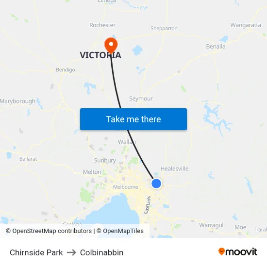 Chirnside Park to Colbinabbin map