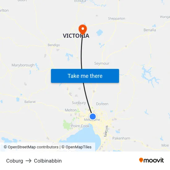 Coburg to Colbinabbin map