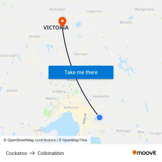 Cockatoo to Colbinabbin map