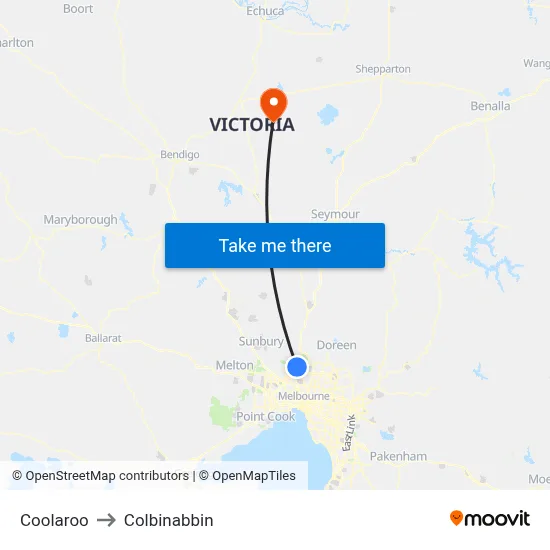 Coolaroo to Colbinabbin map