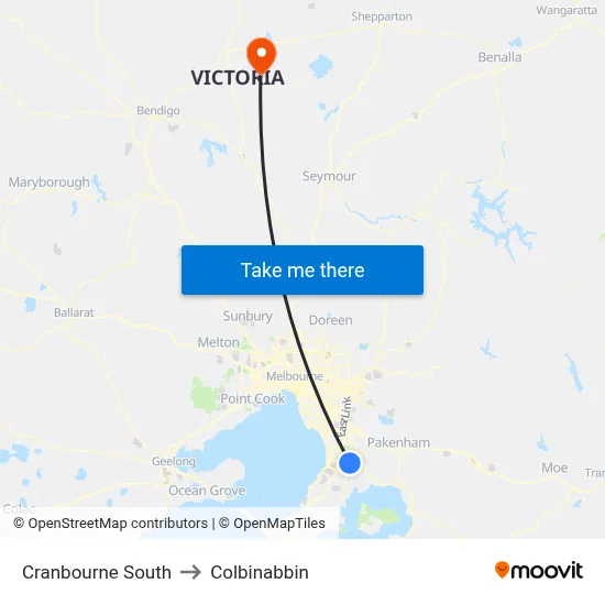 Cranbourne South to Colbinabbin map