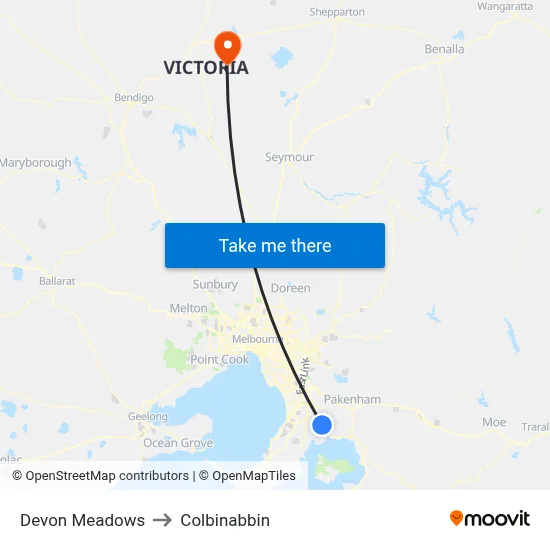 Devon Meadows to Colbinabbin map