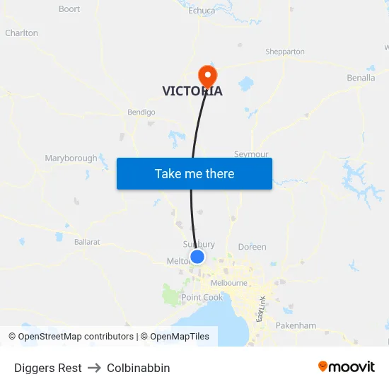 Diggers Rest to Colbinabbin map