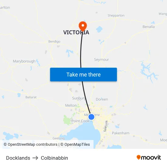 Docklands to Colbinabbin map