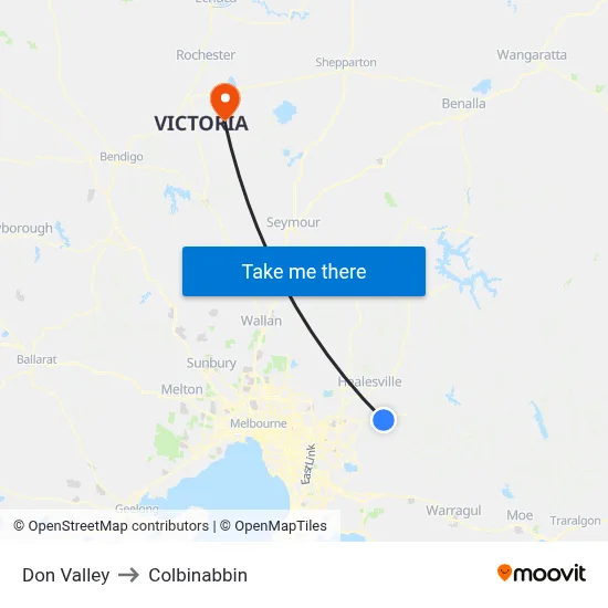 Don Valley to Colbinabbin map