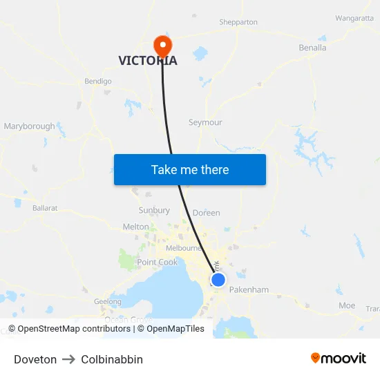 Doveton to Colbinabbin map