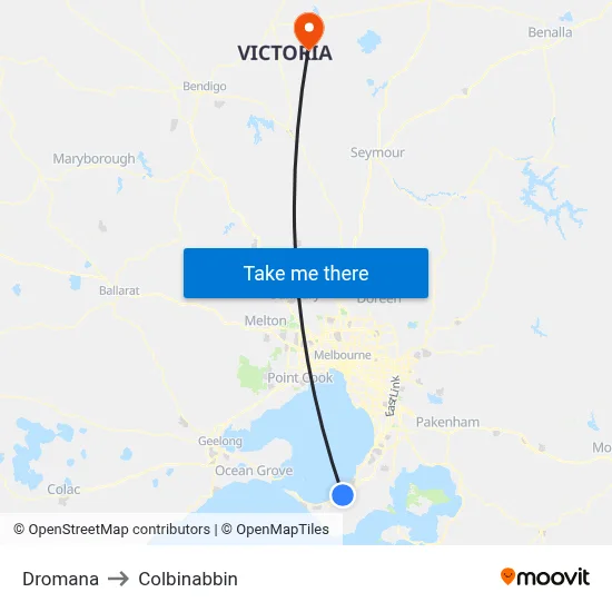Dromana to Colbinabbin map