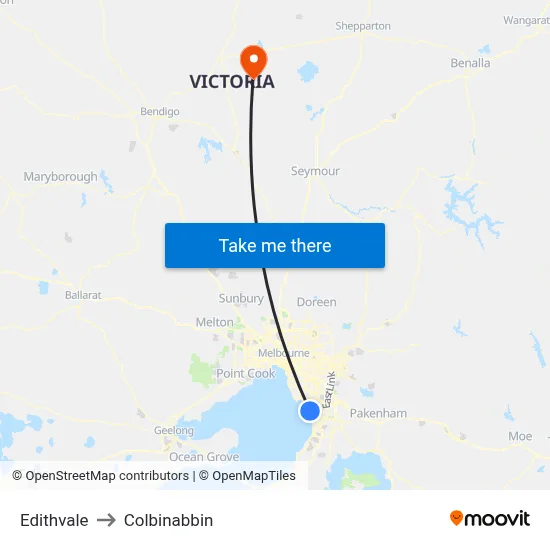 Edithvale to Colbinabbin map