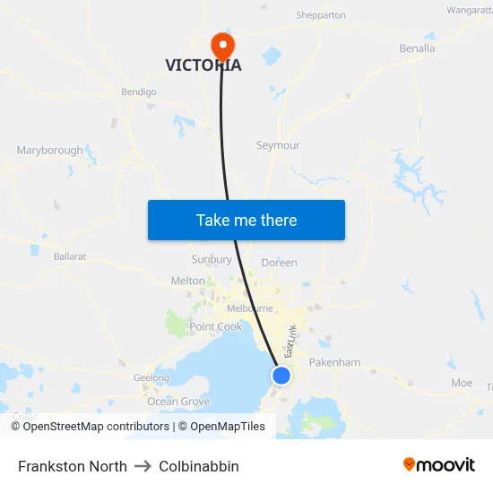 Frankston North to Colbinabbin map