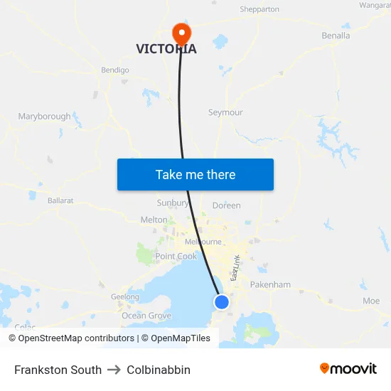 Frankston South to Colbinabbin map