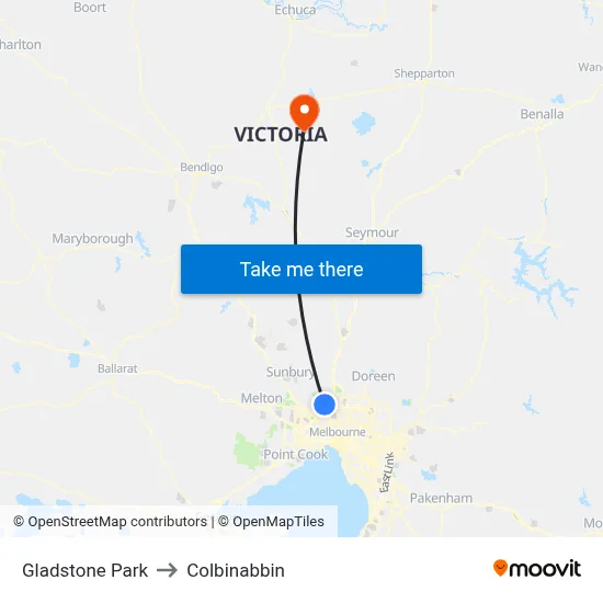 Gladstone Park to Colbinabbin map