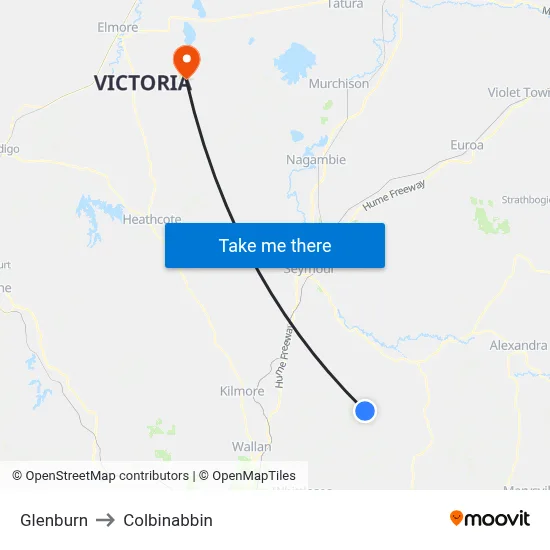 Glenburn to Colbinabbin map