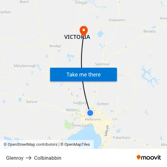 Glenroy to Colbinabbin map