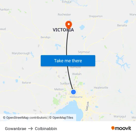 Gowanbrae to Colbinabbin map