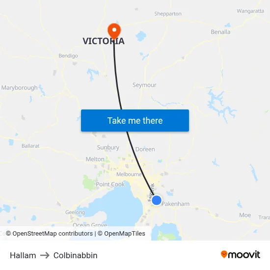 Hallam to Colbinabbin map