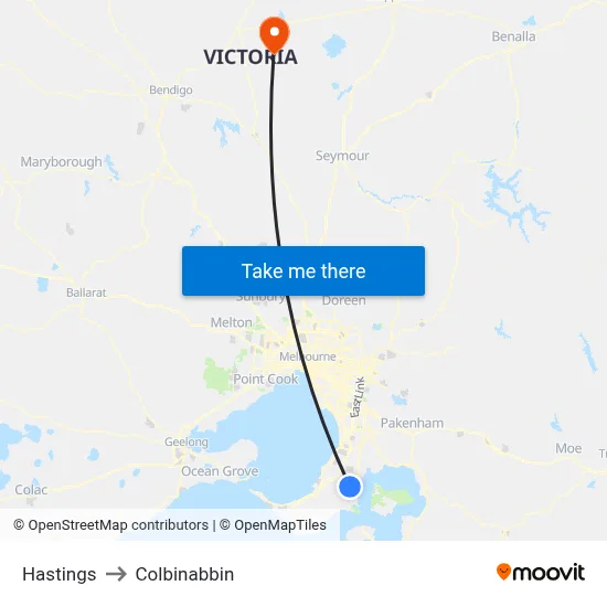 Hastings to Colbinabbin map