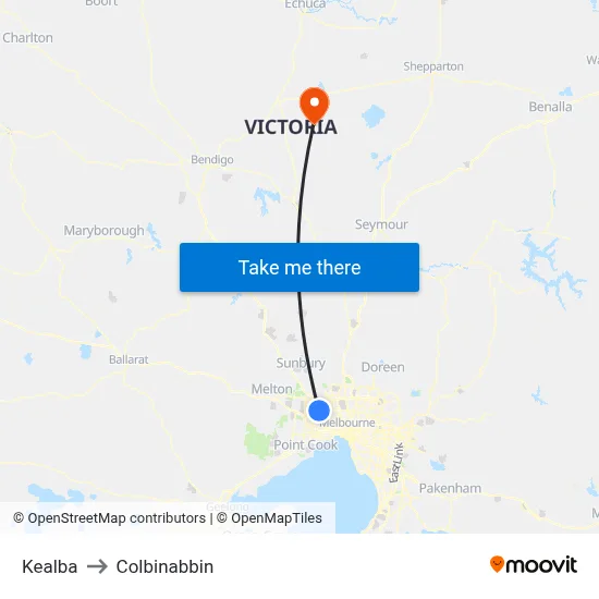 Kealba to Colbinabbin map