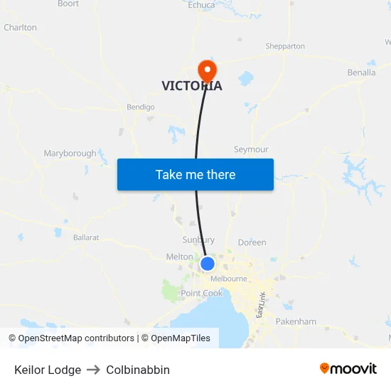 Keilor Lodge to Colbinabbin map