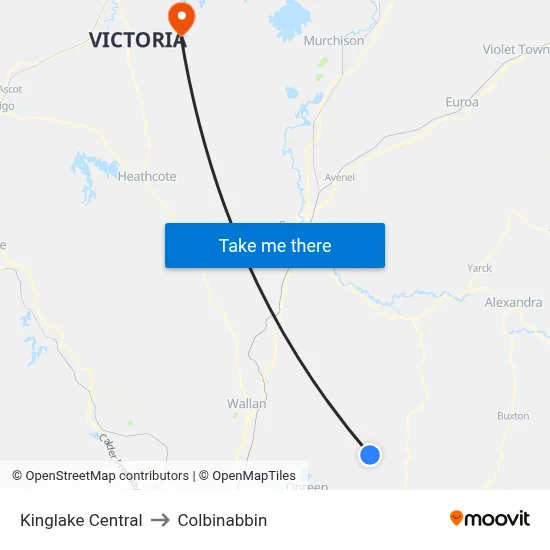 Kinglake Central to Colbinabbin map