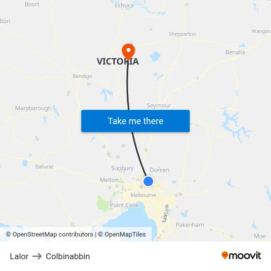 Lalor to Colbinabbin map