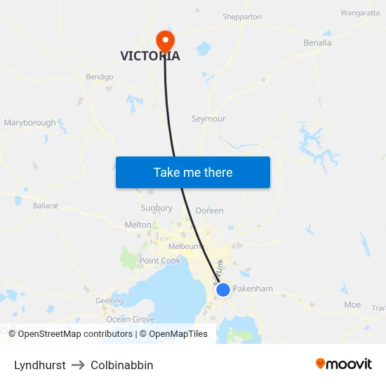 Lyndhurst to Colbinabbin map
