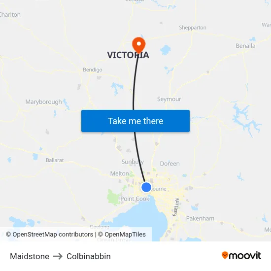 Maidstone to Colbinabbin map
