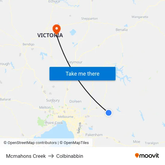 Mcmahons Creek to Colbinabbin map