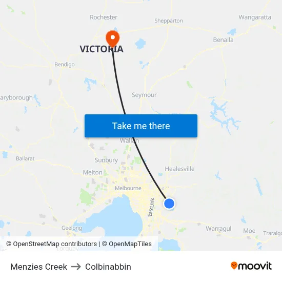 Menzies Creek to Colbinabbin map