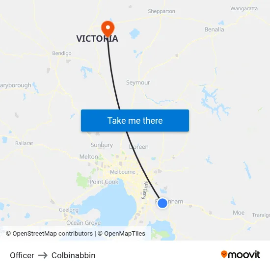 Officer to Colbinabbin map