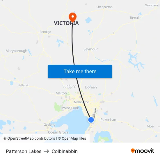 Patterson Lakes to Colbinabbin map