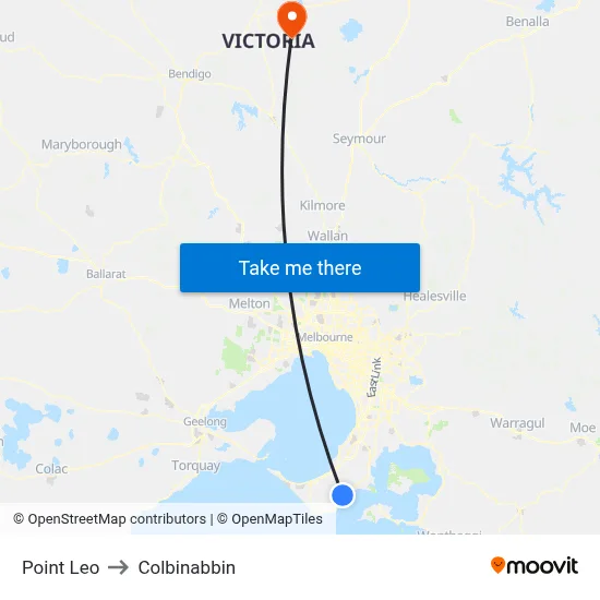 Point Leo to Colbinabbin map