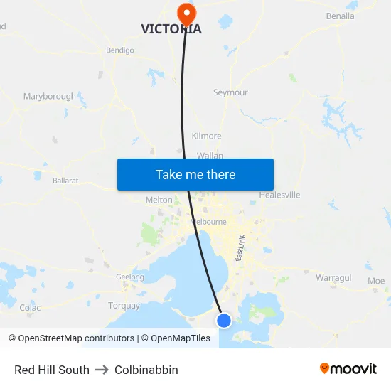 Red Hill South to Colbinabbin map