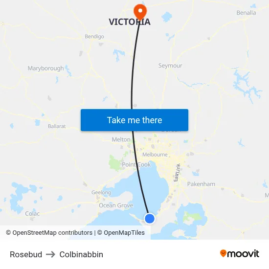 Rosebud to Colbinabbin map
