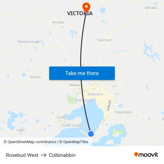 Rosebud West to Colbinabbin map