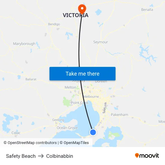 Safety Beach to Colbinabbin map