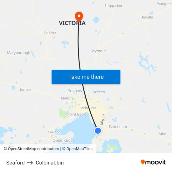 Seaford to Colbinabbin map